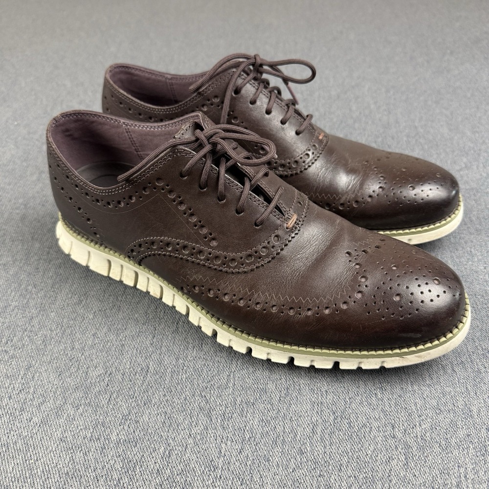 Cole Haan Zerogrand Wingtip Oxford Dark Chocolate Gld Fusion C37341 Mens 9M